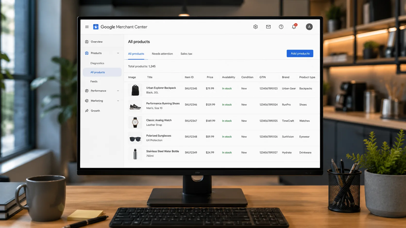 Google Merchant Center product feed used for Shopify Performance Max campaigns