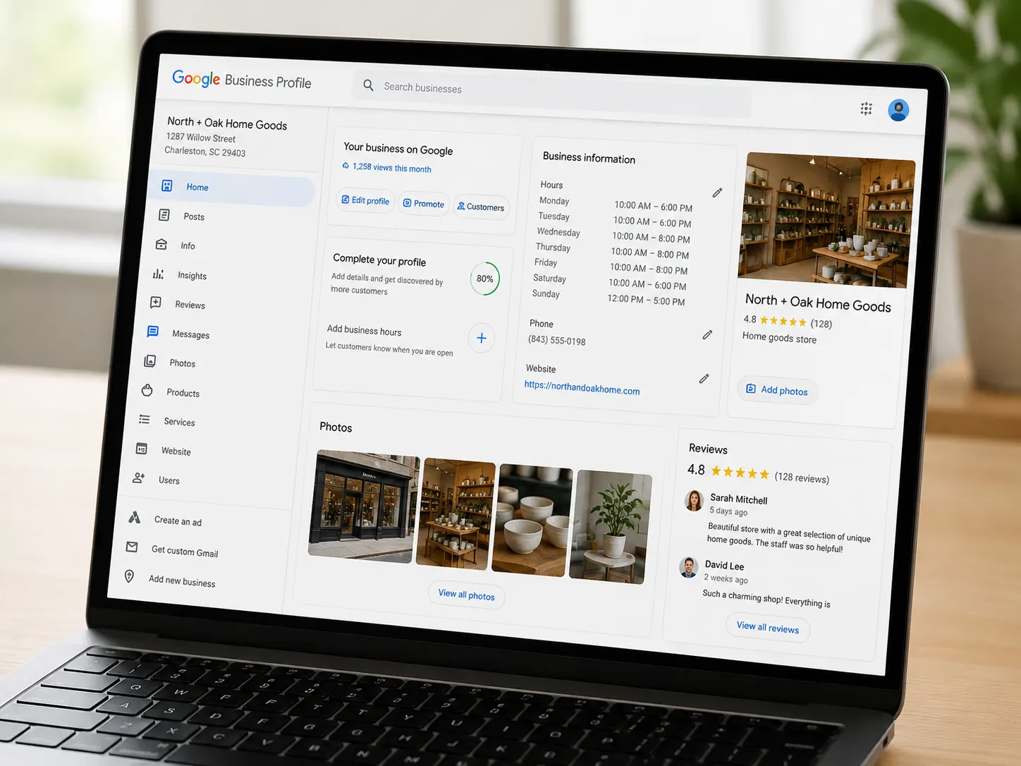 Google Business Profile dashboard setup for Shopify store