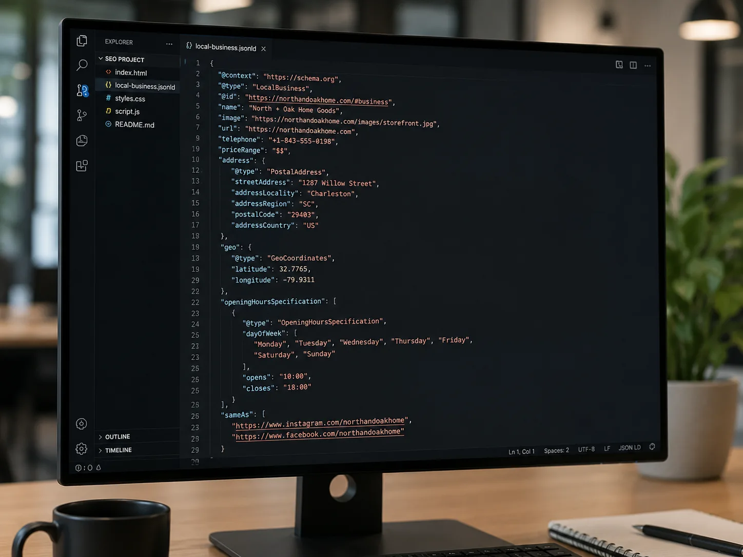 LocalBusiness schema markup code for Shopify theme