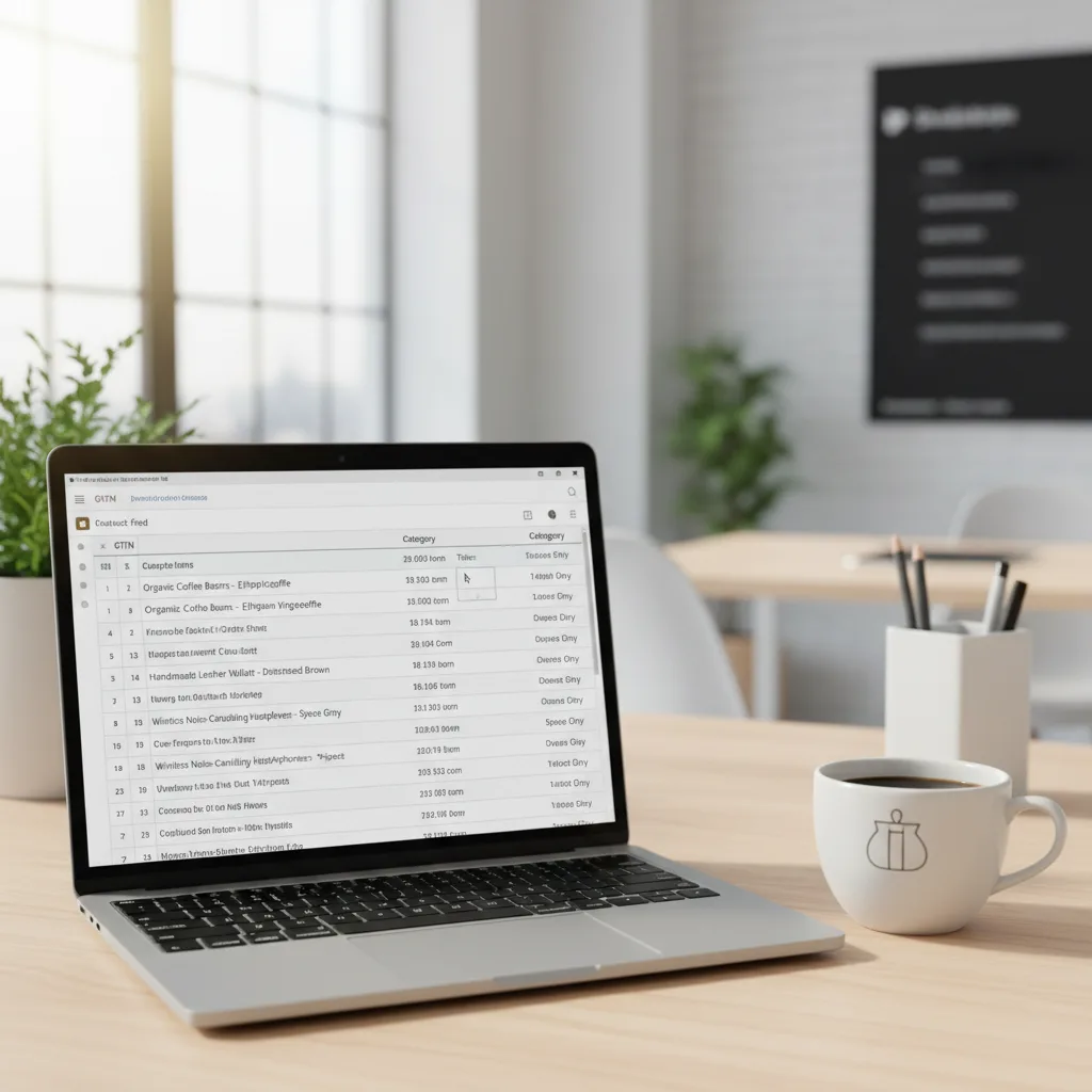 Shopify product feed being optimised with GTINs and structured titles for Google Ads