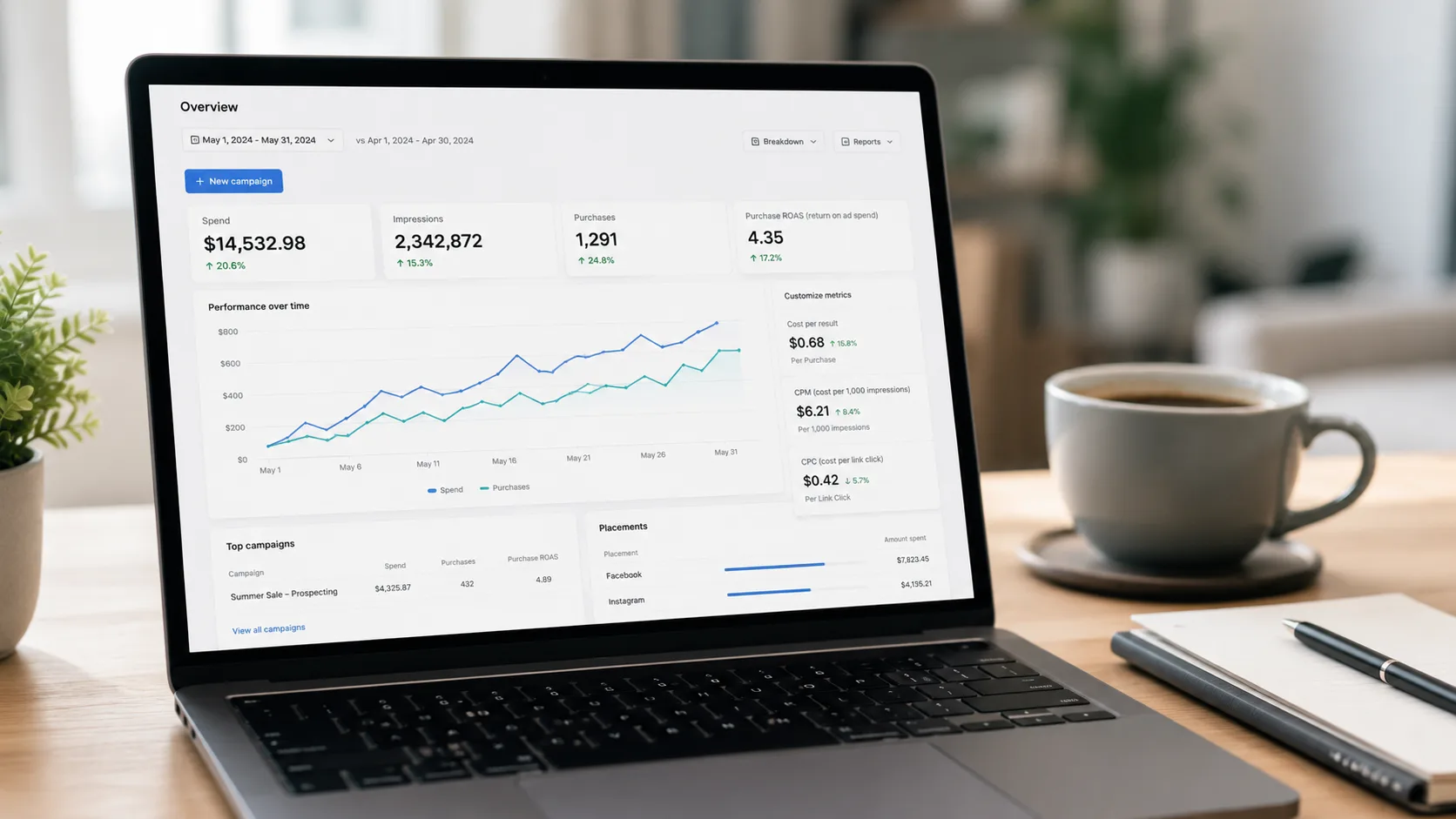 TikTok ads CPC and CPM benchmark graph for Shopify ecommerce stores
