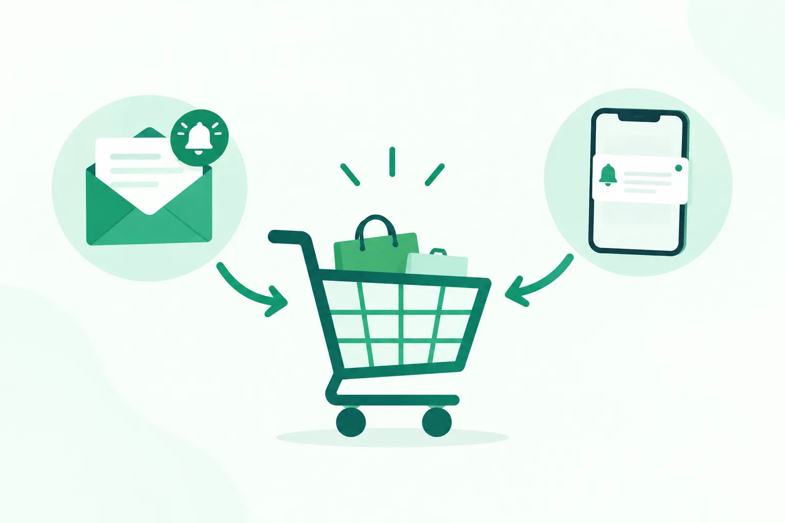 Abandoned shopping cart recovered through email and SMS reminders for a Shopify store