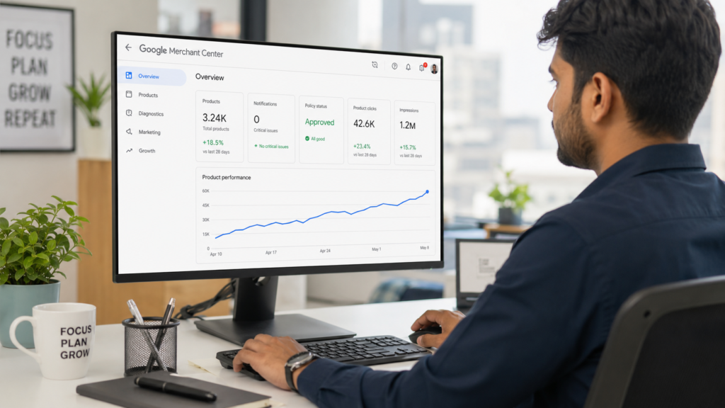 Shopify product feed optimisation dashboard on Google Merchant Center