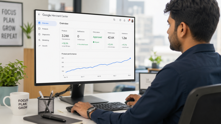 Shopify product feed optimisation dashboard on Google Merchant Center