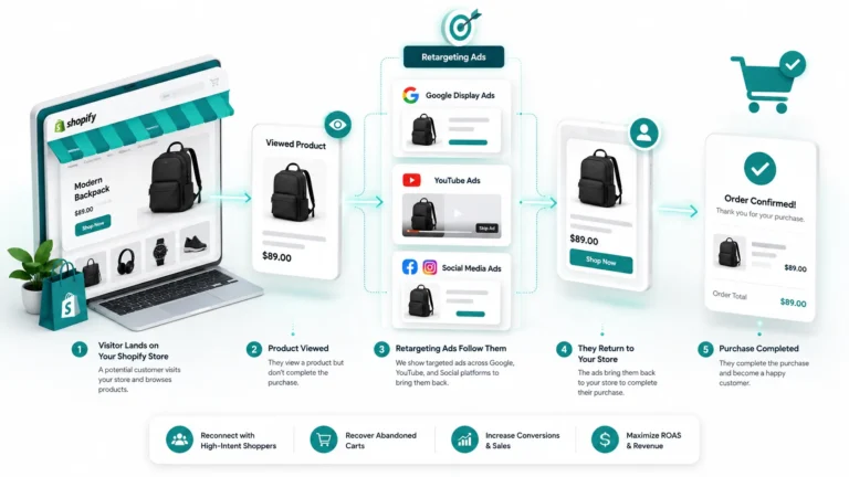 Shopify Google Ads remarketing dashboard showing dynamic product ads