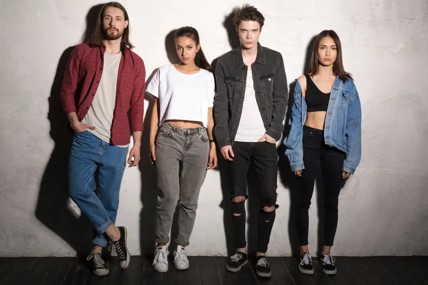 Group of young friends in casual fashion