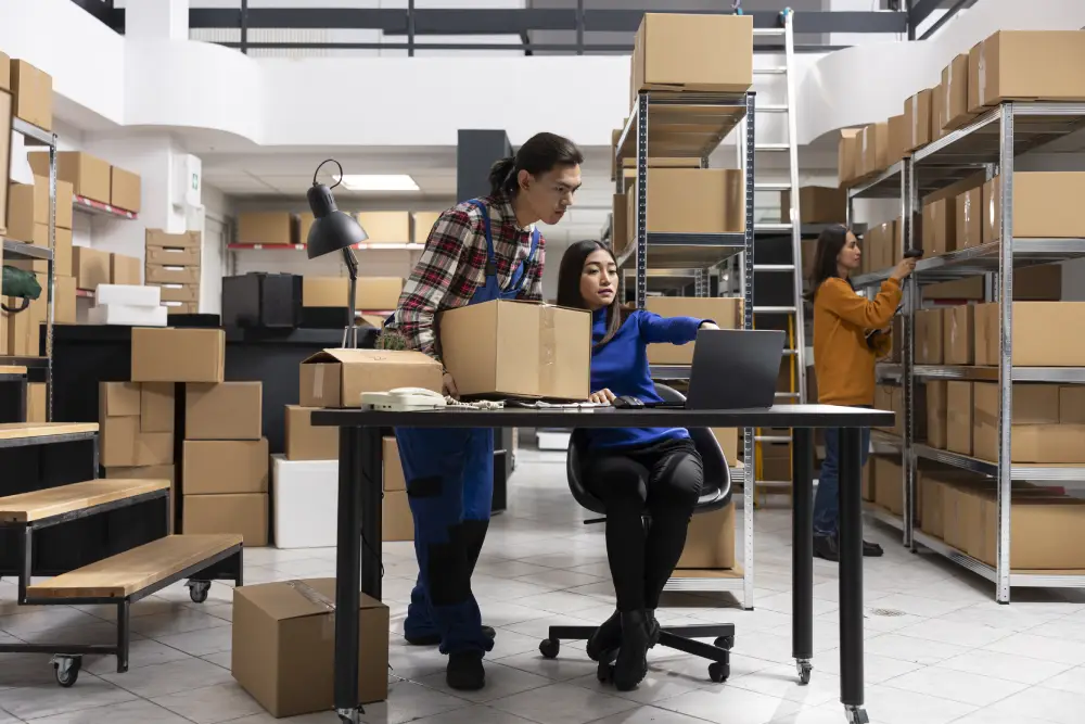Small business team packing ecommerce orders for local delivery