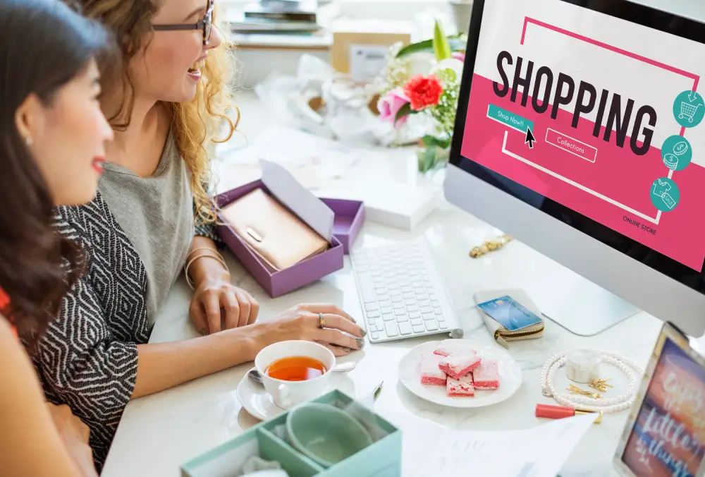 Online shopping cart ecommerce concept