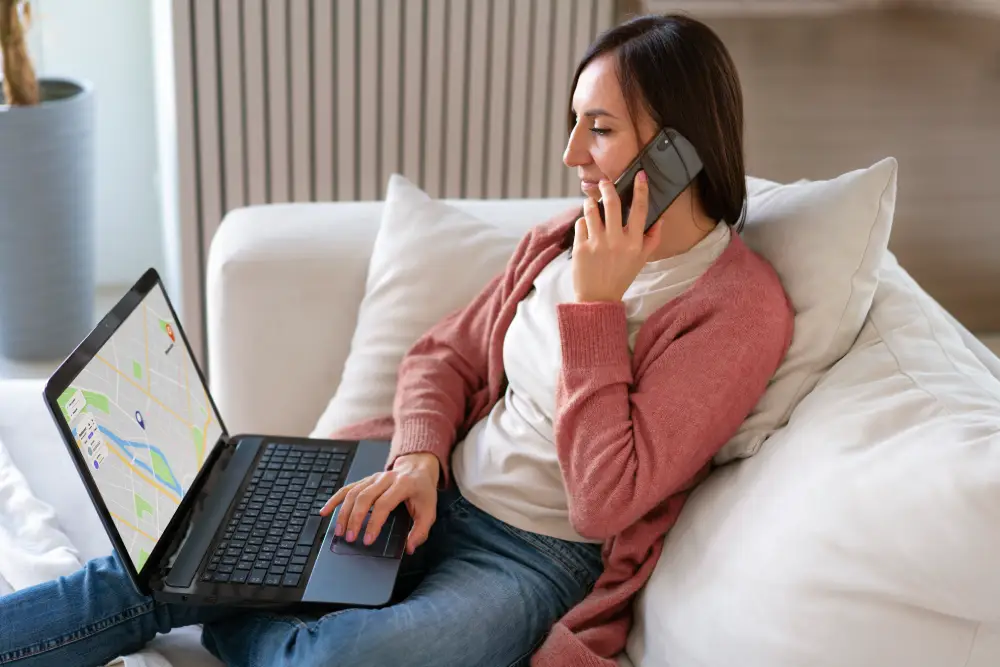 Woman holding a laptop