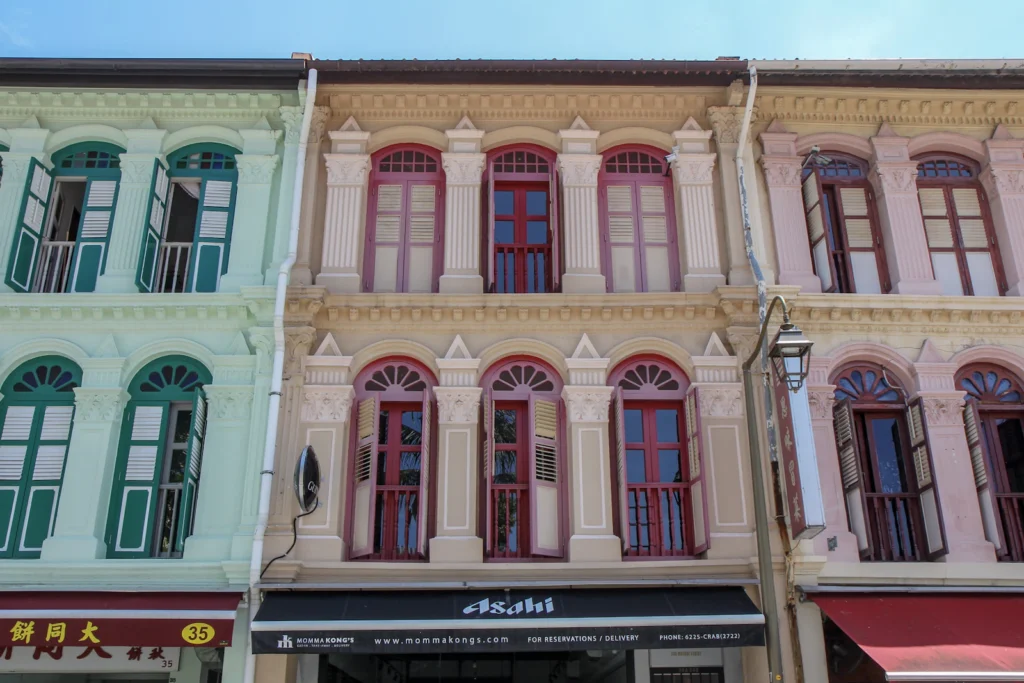 Colourful heritage shophouses in Singapore